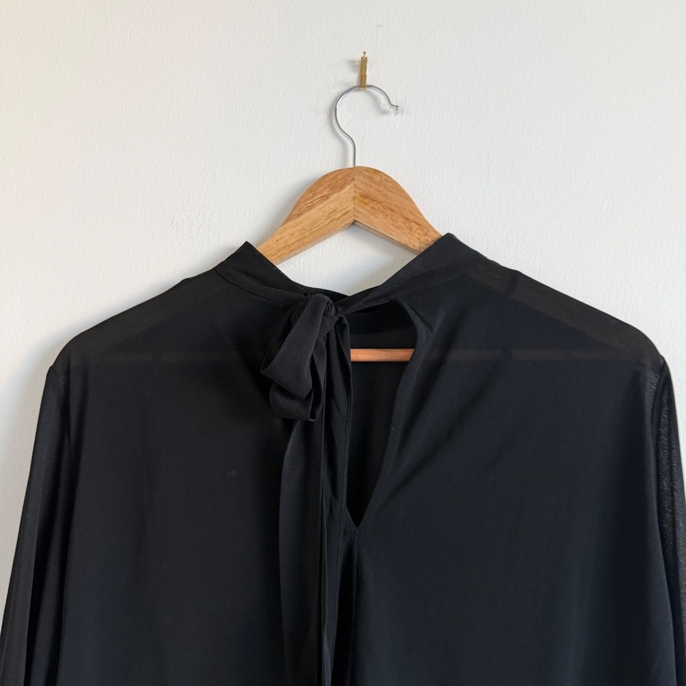 Zara‎ Sheer Black Flowy Fit Ruffled Hem Size Medium - Picture 10 of 12